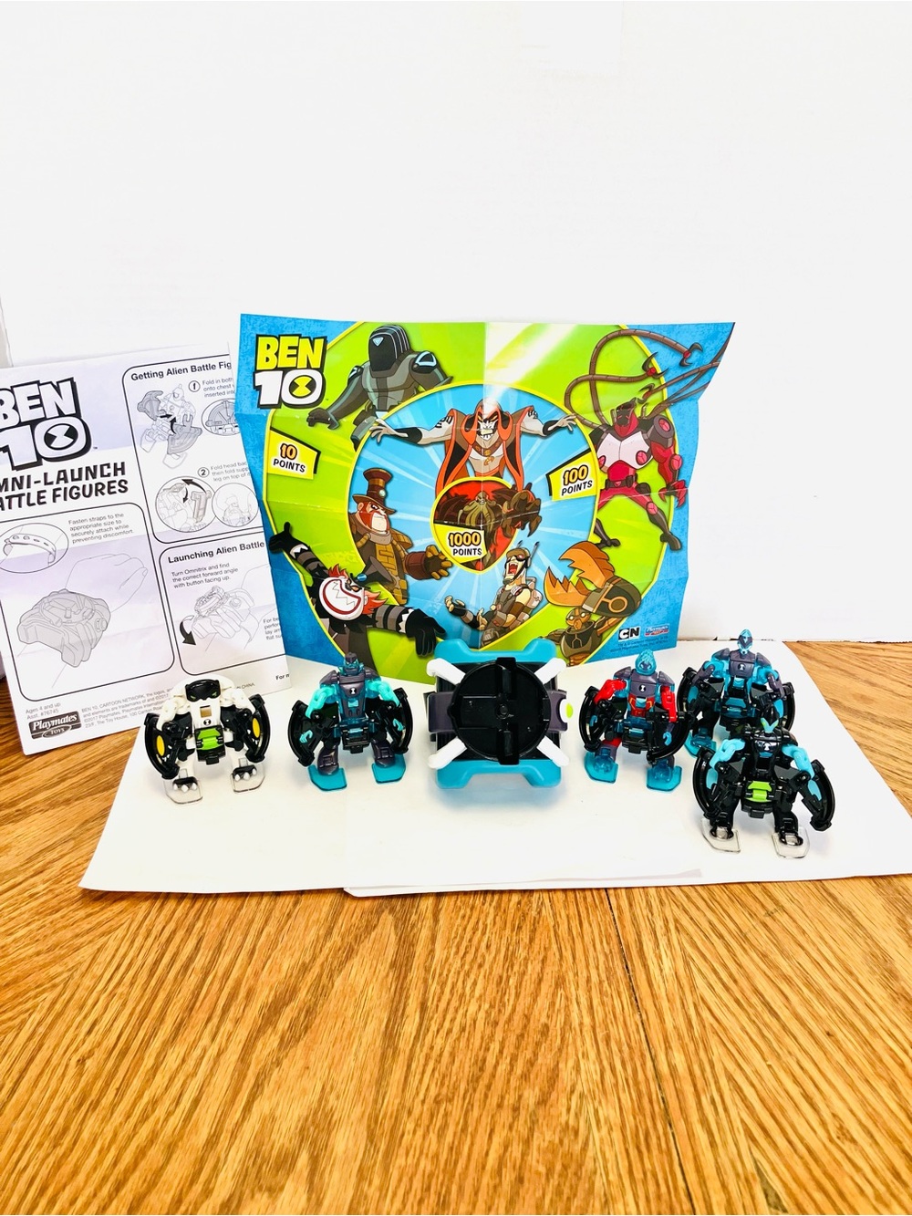Ben 10 Cartoon Network Blue Accent Omni Launch Battle Watch W/5 Figures